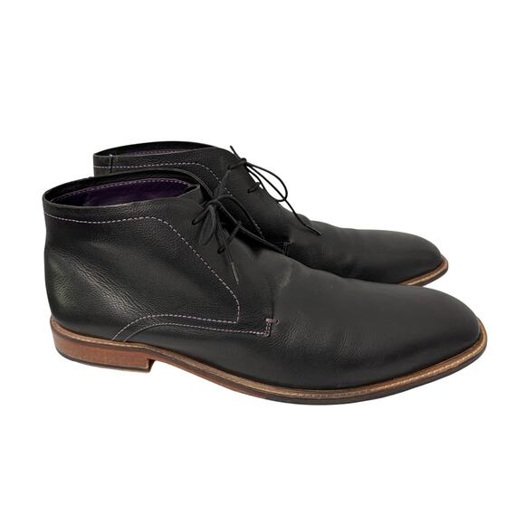 Ted Baker Boots Men\'s Size 16 Torsdi 4 Black Pebbled Leather Lace Up Chukka main image 9